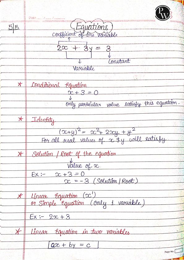 QUANTITATIVE APTITUDE
EQUATIONS HANDWRITTEN NOTES 