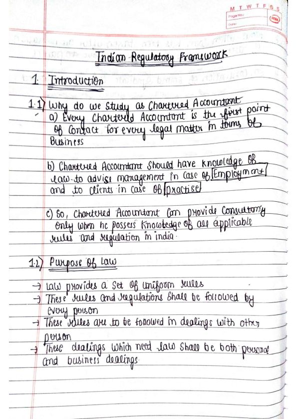 Indian regulatory framework handwritten notes 
If you want ca wallah lectures join this telegram https://t.me/+7hWvEbNsz1Q3MzZl