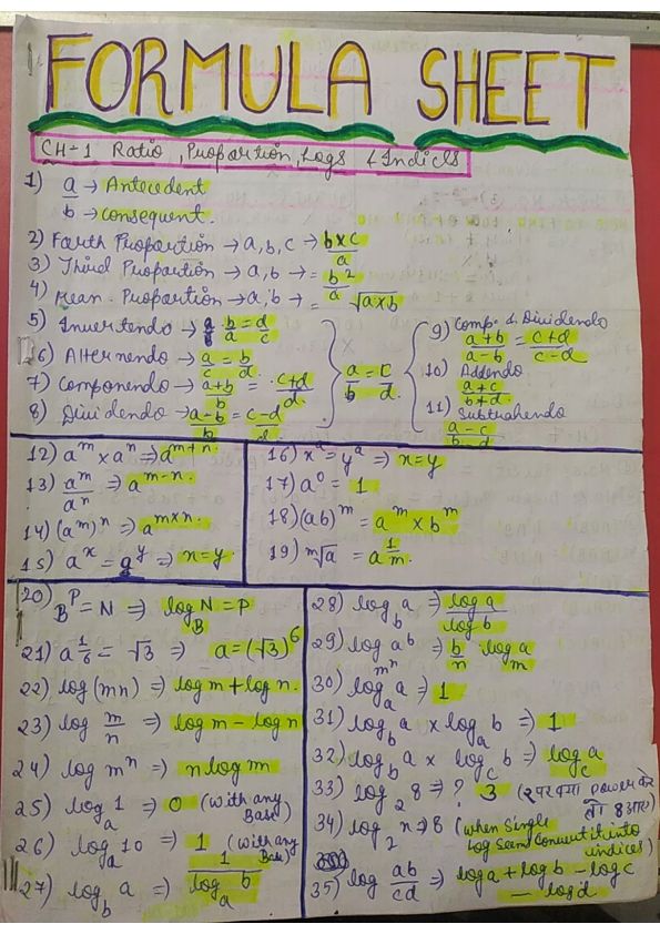Quantitative aptitude maths all formula sheet 
#CA