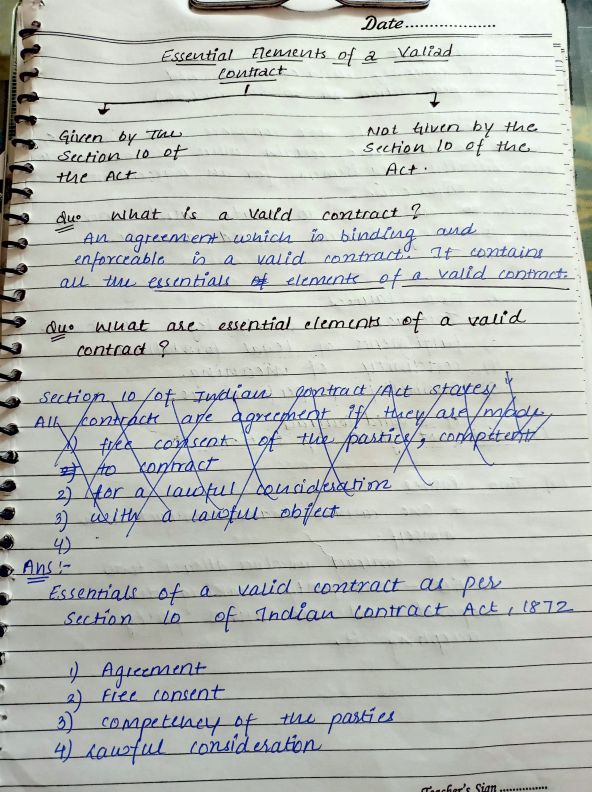 ICA,1872
WHAT ARE THE ESSENTIALS OF A VALID CONTRACT- 
i)  given by section 10
ii) not given by section 10 ?