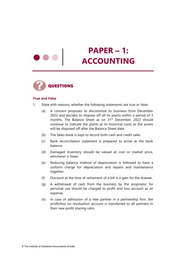 Revesion test paper by icai jone 2024
Paper :-1 (ACCOUNTS) 