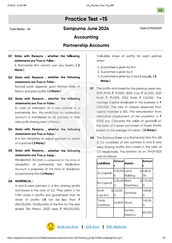 Accounts practice Test 