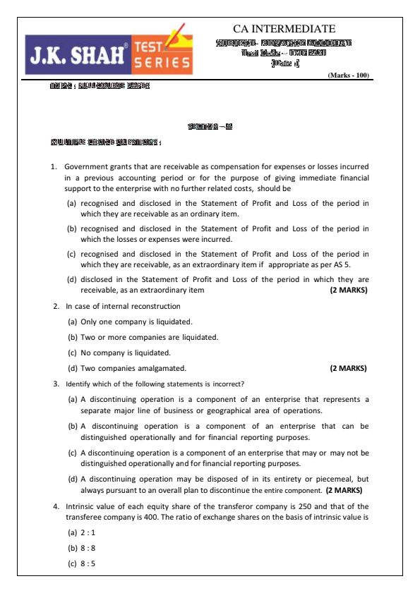 Advance Accounts paper 2 by jk shah classes Best of luck Future CA's
Hey guys another thing I need your support for my studies please watch videos on this channel 
https://youtube.com/@fakeabeleljackson-ke2js?si=fOg4rvGvmjsnovEj
Because I am suffering from financial problems and you can only support me or search on Youtube fakeabeleljackson_ke2js