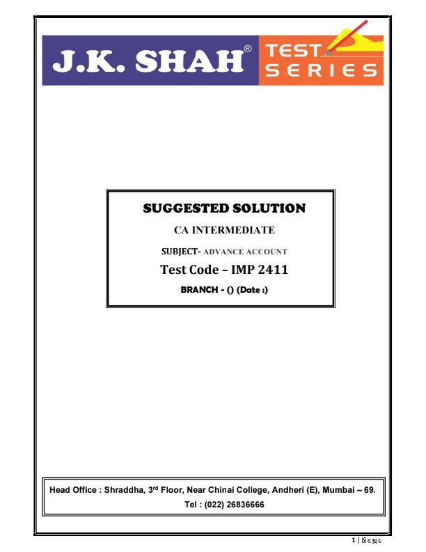 Suggested answers for paper 2 by jk shah classes Best of Luck future CA's 
Hey guys another thing I need your support for my studies please watch videos on this channel 
https://youtube.com/@fakeabeleljackson-ke2js?si=fOg4rvGvmjsnovEj
Because I am suffering from financial problems and you can only support me or search on Youtube fakeabeleljackson_ke2js