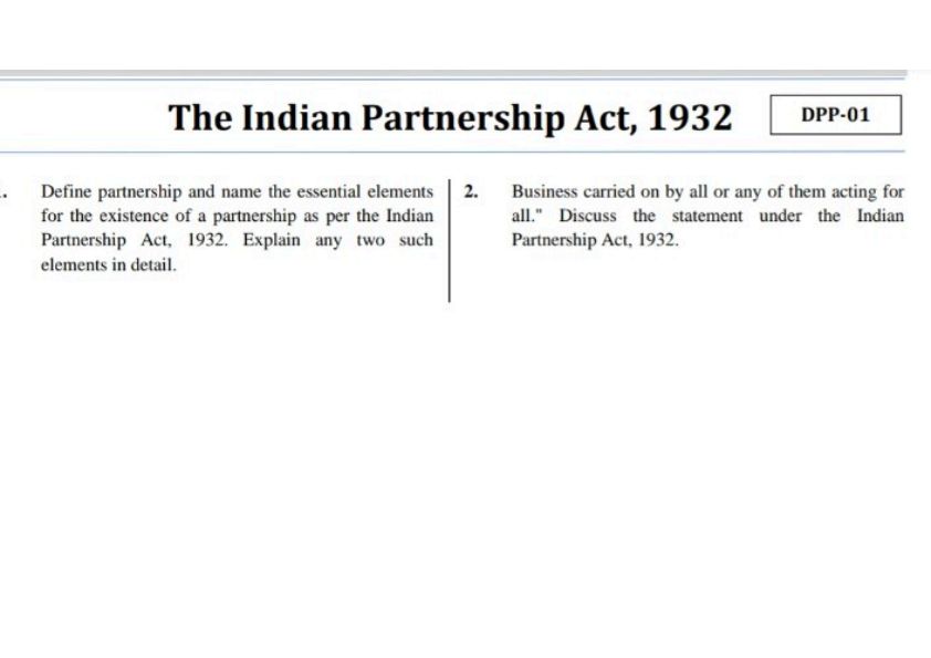 INDIAN PARTNERSHIP ACT QUESTIONS FOR PRACTICE 