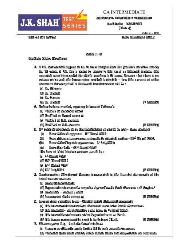 Question paper 3 by jk shah classes for Advance Accounts 