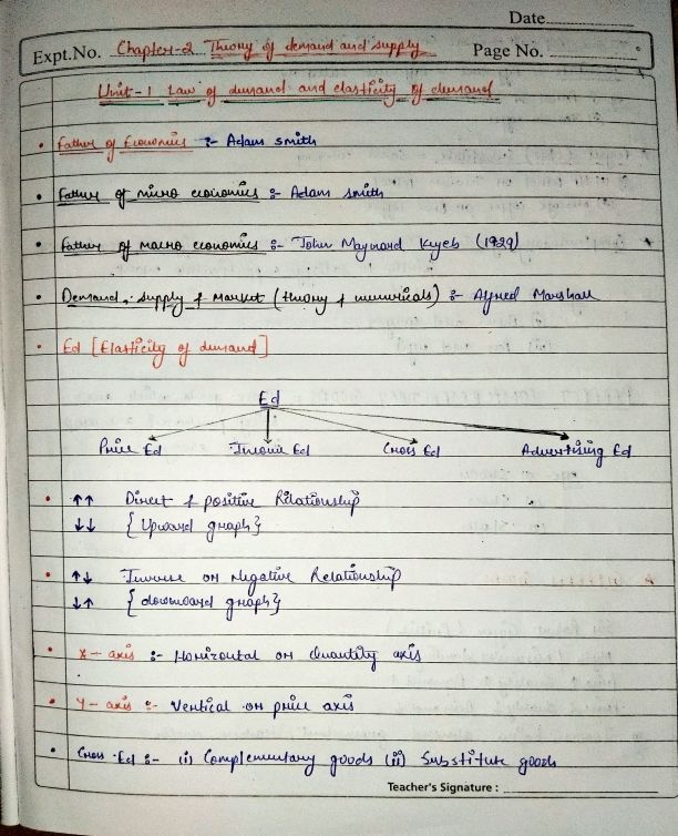 Chapter- 2 Theory of Demand and Supply 
 Unit -1 Law of demand and elasticity of demand 
Unit -2 Theory of consumer behavior
Unit -3 Supply