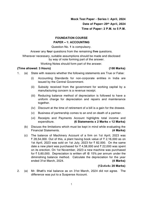 Ca Foundation June 2024 MTPs for accounts 