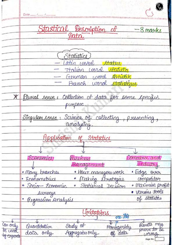 Quantitative aptitude
Stastical description of data notes 
