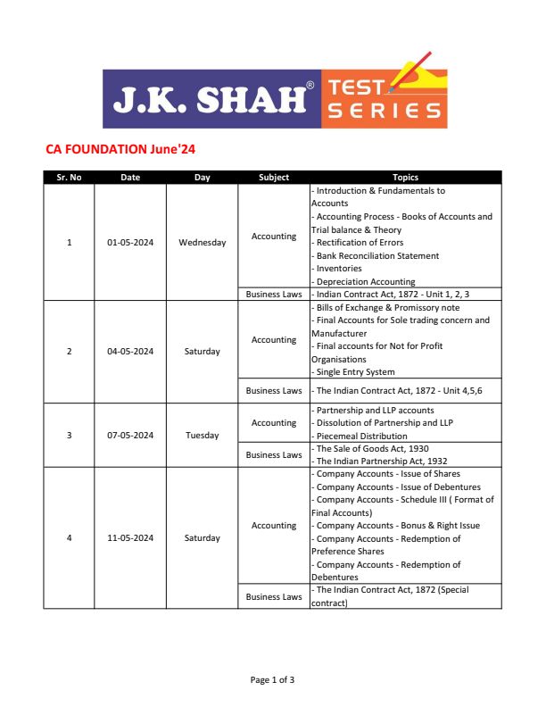 Guyss do you want to join me for this test series ... I can share the question and answer paper after you are done with the paper... 

MUST DO FOR SELF STUDY STUDENTS 

*Lemme know in the comments*... U can complete the whole syllabus by giving this tests... And assure u good passing marks in CAFC june 24 if u write it honestly! 