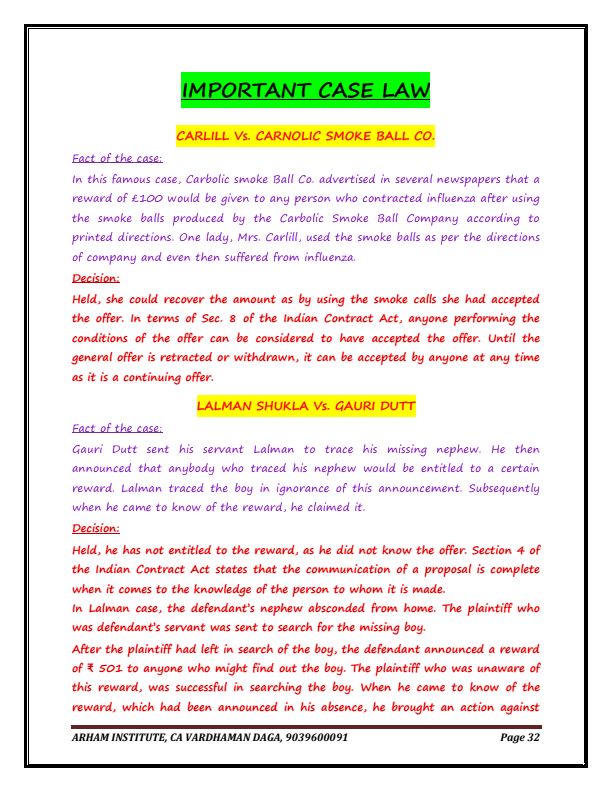 Law important cases 