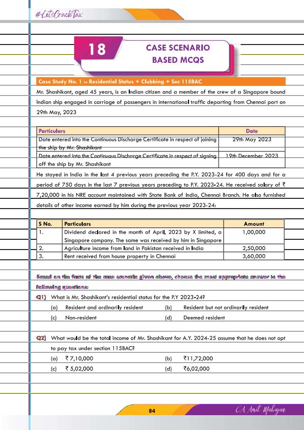 DT - CASE STUDY BASED MCQ MAY 24 