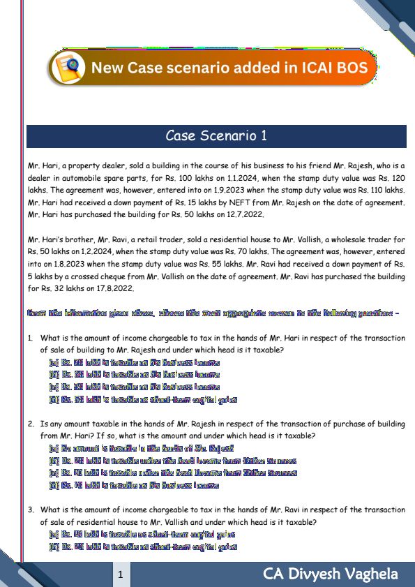DT NEW CASE SCENARIO ADDED IN ICAI BOS ( MUST REFER BEFORE EXAM MAY 24 )