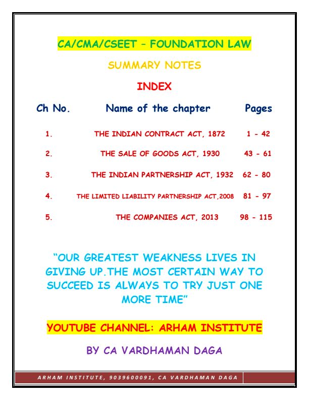 BUSINESS LAW COLOURFUL NOTES 