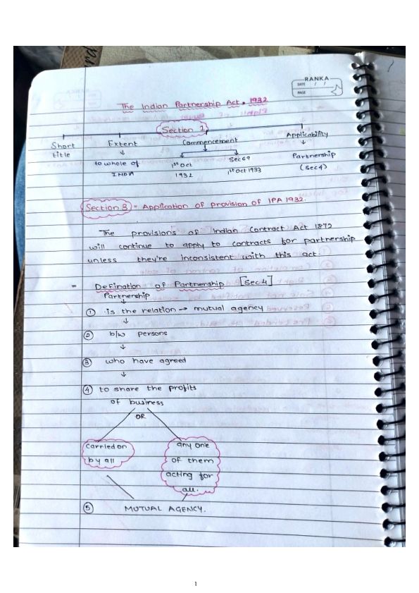 Partnership act revision notes 
