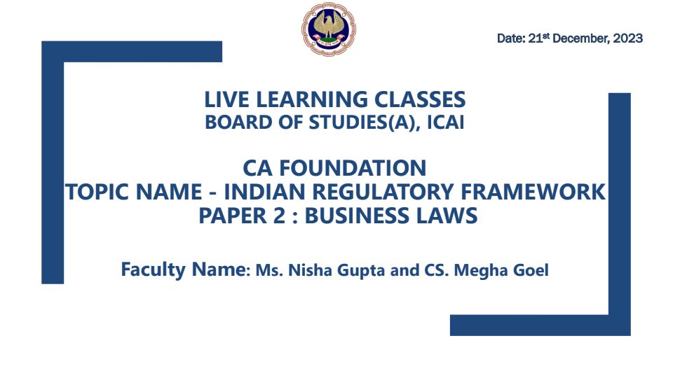 »Indian regulatory framework notes