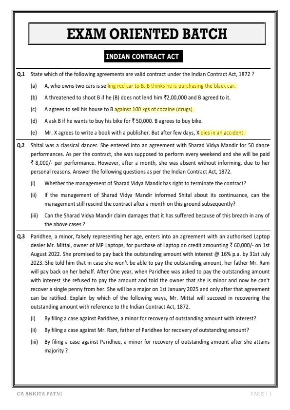 Law practice questions 
If you want ca wallah lectures join this telegram https://t.me/+7hWvEbNsz1Q3MzZl