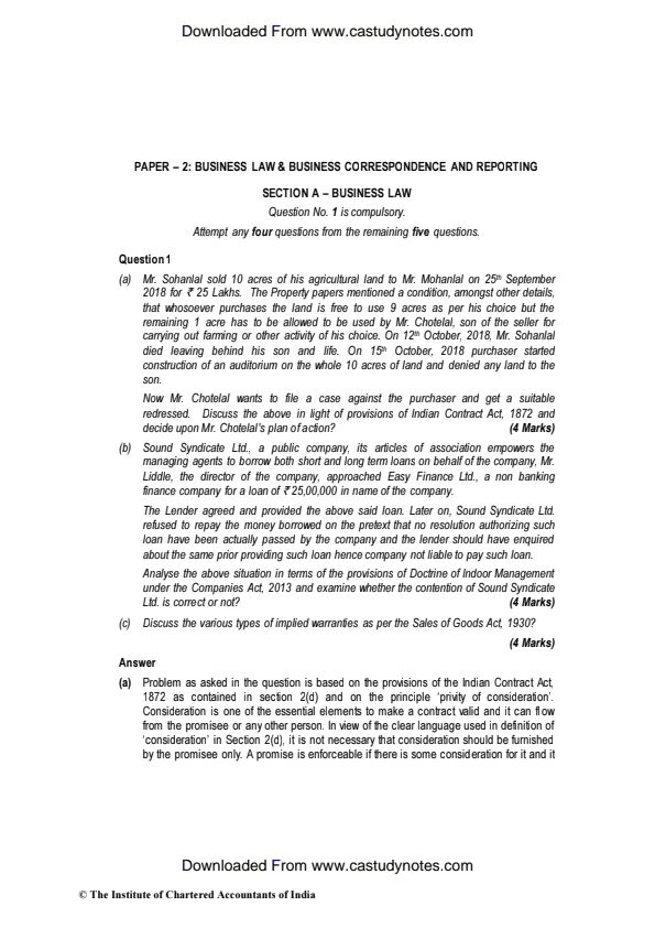 May 2019 past year paper law answers 