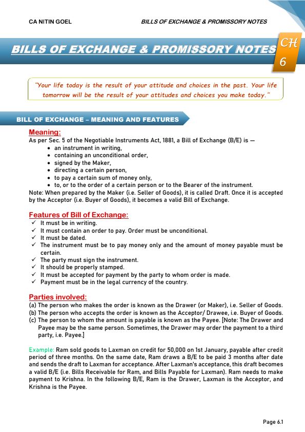 BILLS OF EXCHANGE 