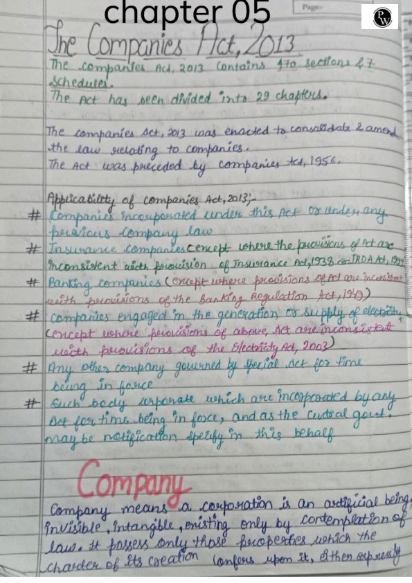 Companies act 2013 Handwritten notes 