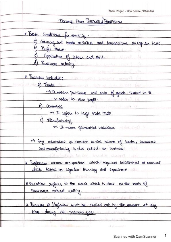 Income From Business and Profession notes 