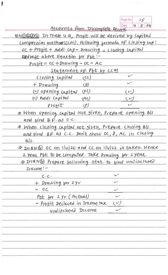 Accounts from Incomplete Records |
Short Notes |
Ca Foundation.