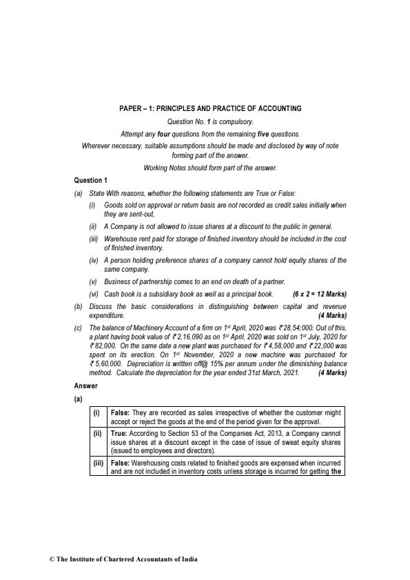 July 2021 past year paper accounts answers 