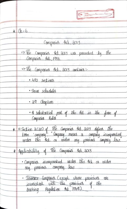              Companies Act 2013
             Hand written notes 
   If you want ca wallah lectures join this telegram https://t.me/+7hWvEbNsz1Q3MzZl