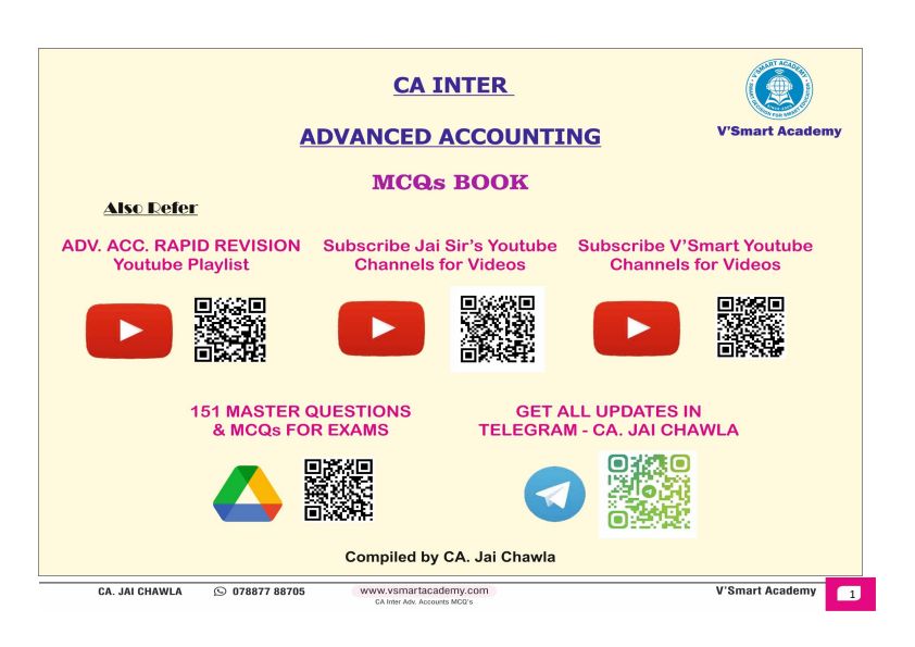 Advance Account MCQ by Jai Sir