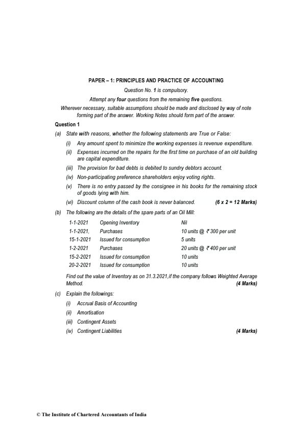 Dec 2021 past year paper answers Accounts 