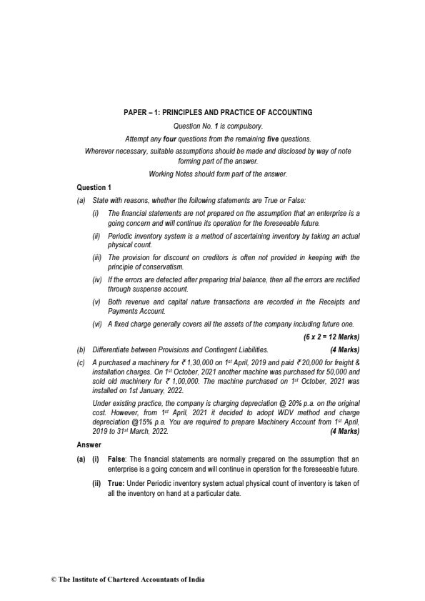 Dec 2022 past year paper answers Accounts 