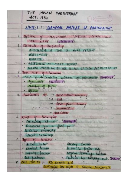 Topics of THE INDIAN PARTNERSHIP ACT, 1932 with all the sections mentioned! 