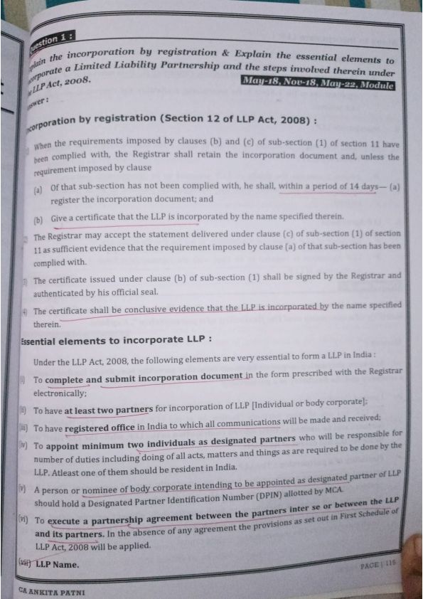 Past year qus and ans of LLP Act ,2008