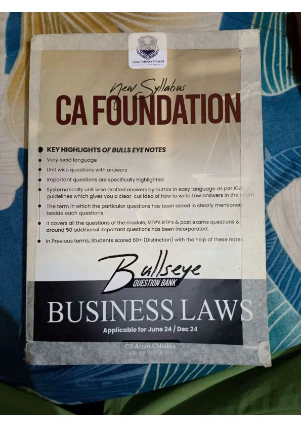 BULLS EYE BUSINESS LAW BOOK FOR CA FOUNDATION 