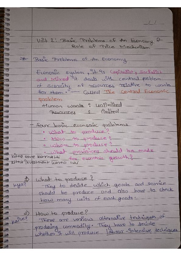 Economic 
Chap 1 Unit 2
Handwritten notes
By Harshad Jaju Sir 
