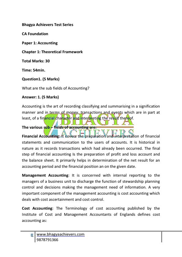 Accounts chapter 1  -test series 