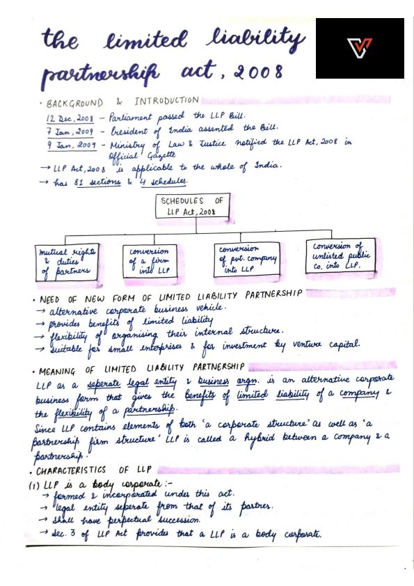Download LLP Notes by CA Gurpreet sir - Chart BookNotes at Studycaller ...