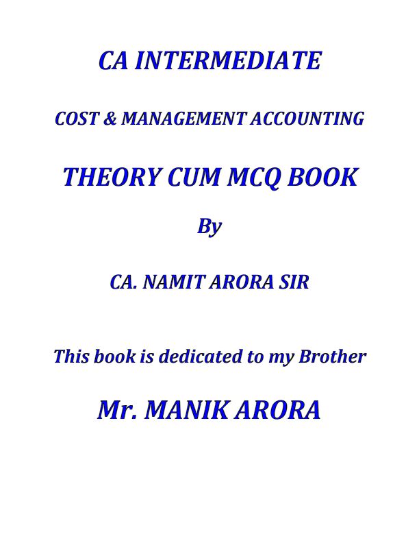 Cost & Management Accounting MCQ 