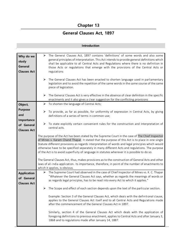 THE GENERAL CLAUSES ACT, 1897 NOTES