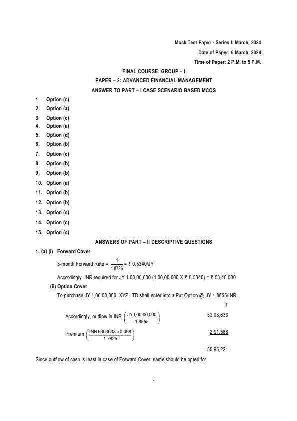 MTP 1 Answers For May 24 