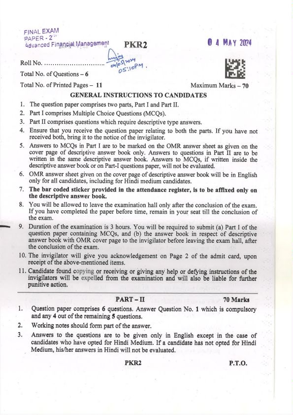 May 24 Question Paper For Practice 