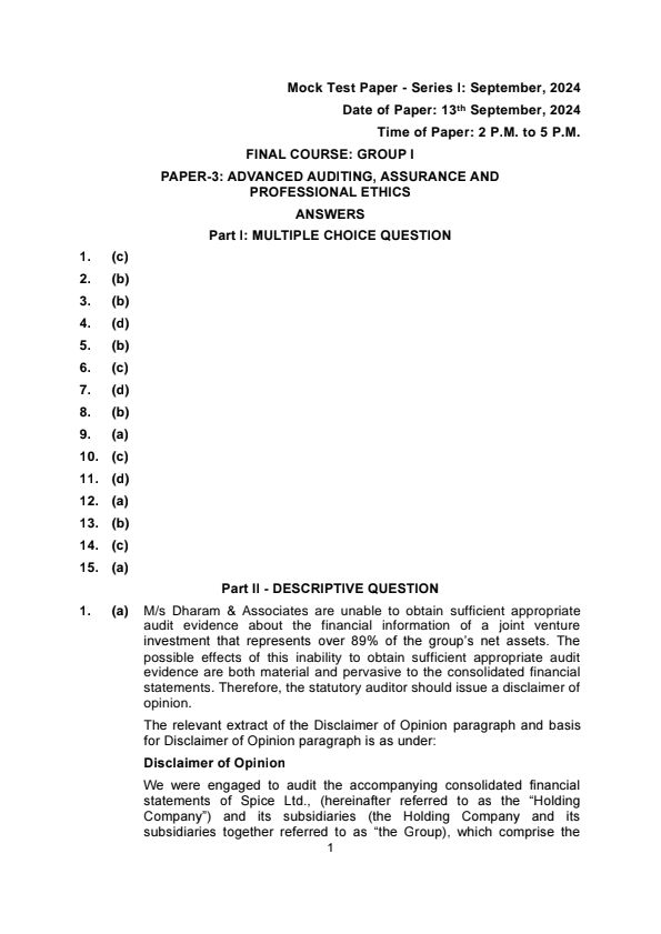 MTP 1 Answers For May 24 