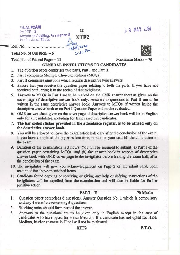 May 24 Question Paper For Practice 