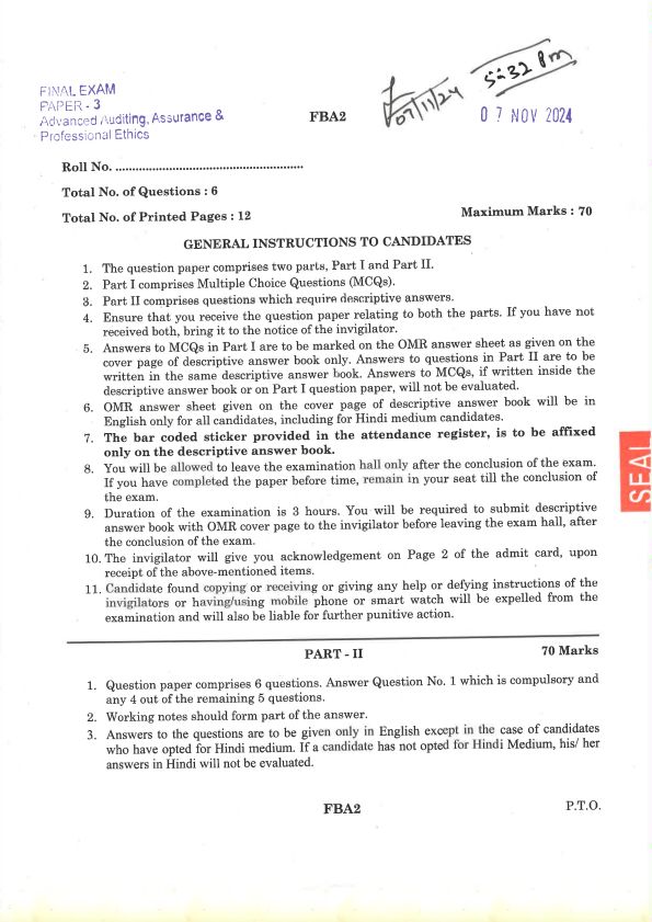 Nov 24 Question Paper For Practice 