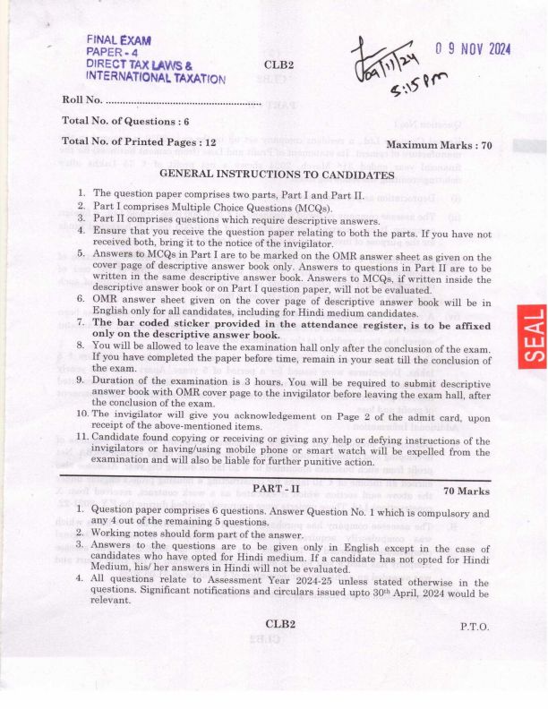 Nov 24 Question Paper For Practice 