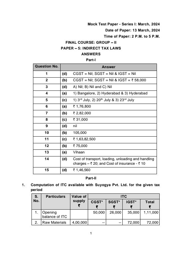 MTP 1 Answers For May 24 