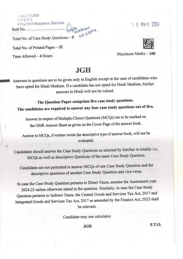 May 24 Question Paper For Practice 