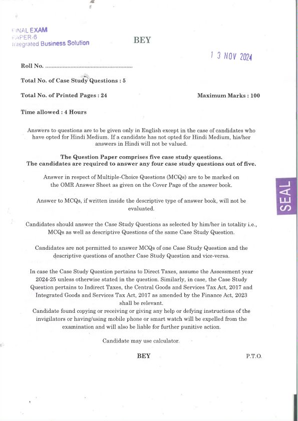 Nov 24 Question Paper For Practice 