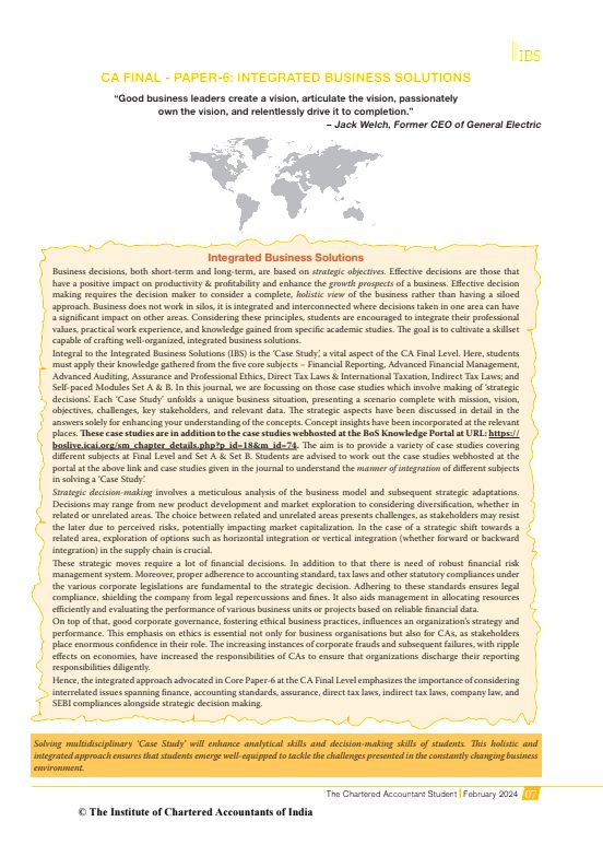 Additional Case Studies 1&2 For Practice By ICAI 