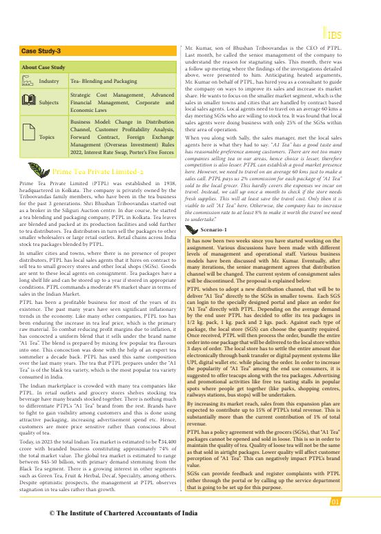 Additional Case Study 3 For Practice By ICAI 